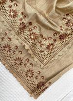 Silk Beige Traditional Wear Cut Work Saree